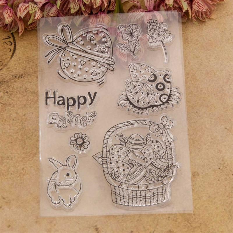 Metal Cutting Dies Clear Stamps Easter Rabbit Eggs Scrapbooking Album Photo Journal DIY Craft Card Making Home Decors