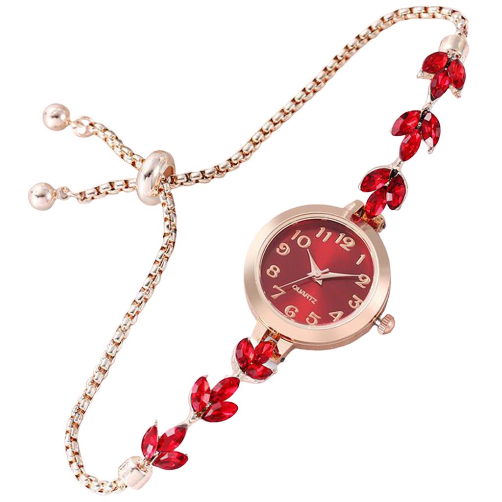 Floral Pattern Diamond Oval Womens Watch Quartz Movement Rhinestone Decor Pointer Display Stainless Steel Band Jewelry Clasp