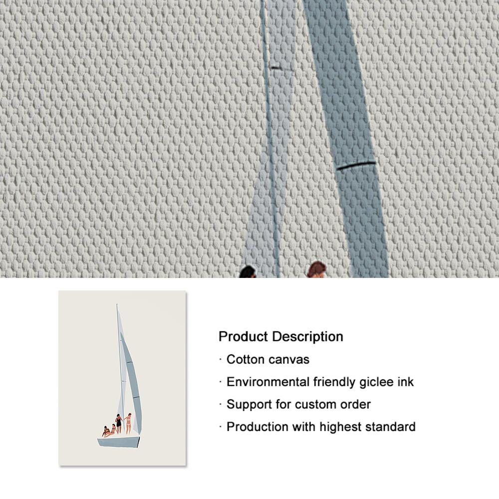 Simma Diverse kvinnor Abstrakt väggkonsttryck Nordisk segelbåt Strandaffisch Simbassäng Canvasmålning Bild Vardagsrumsdekoration