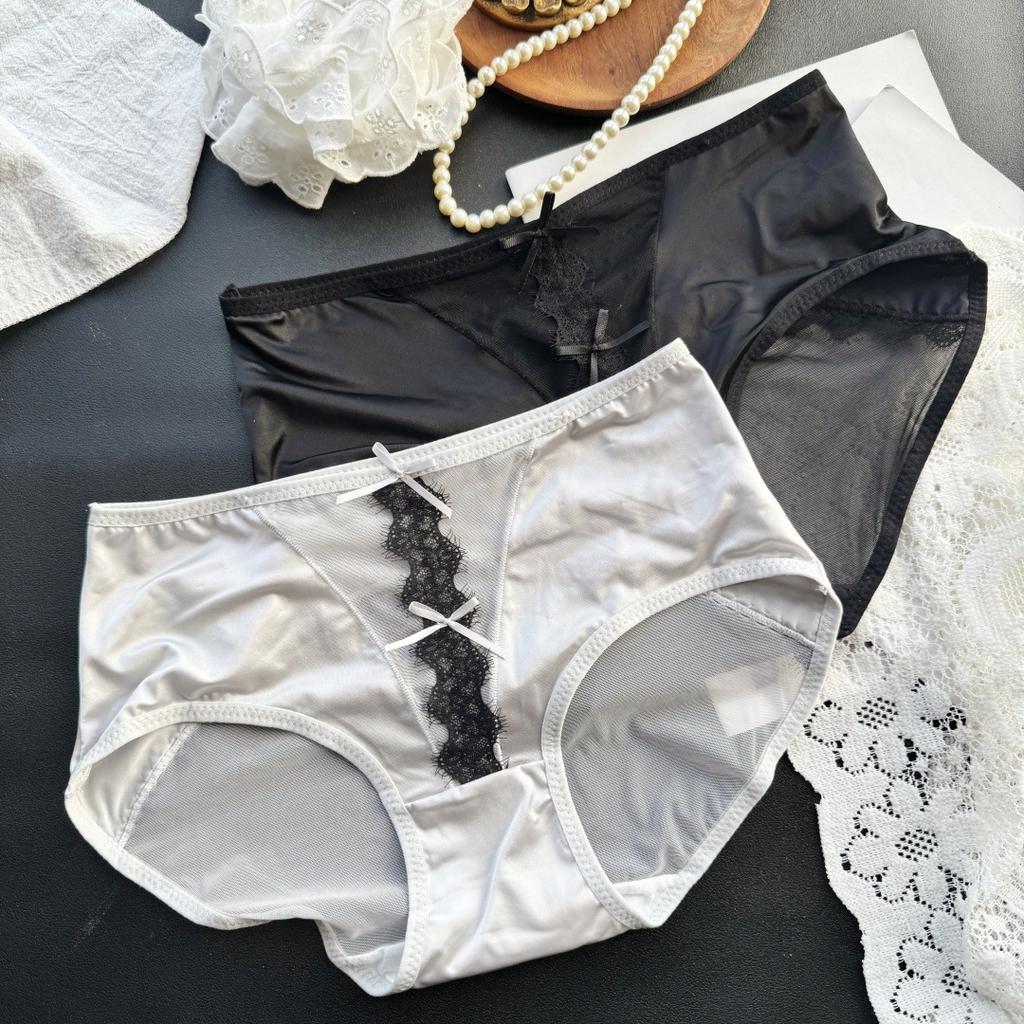 Ladies Summer Lovely Sexy Eyelash Style Satin Ice Silk Mesh Briefs