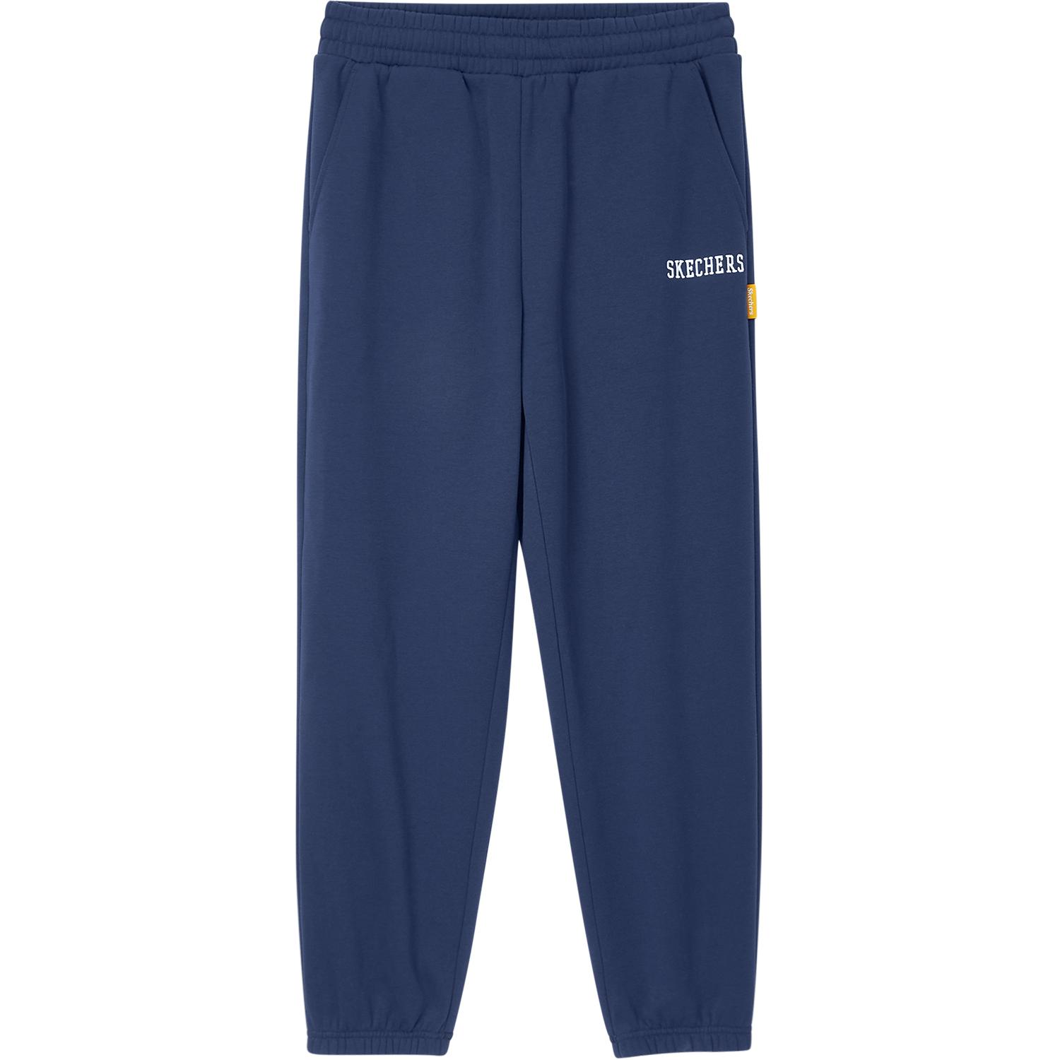 Skechers Logo Embroidered Pattern Elastic Waist Cuffed Casual Pants Men bottoms Blue L324M101-00DU S