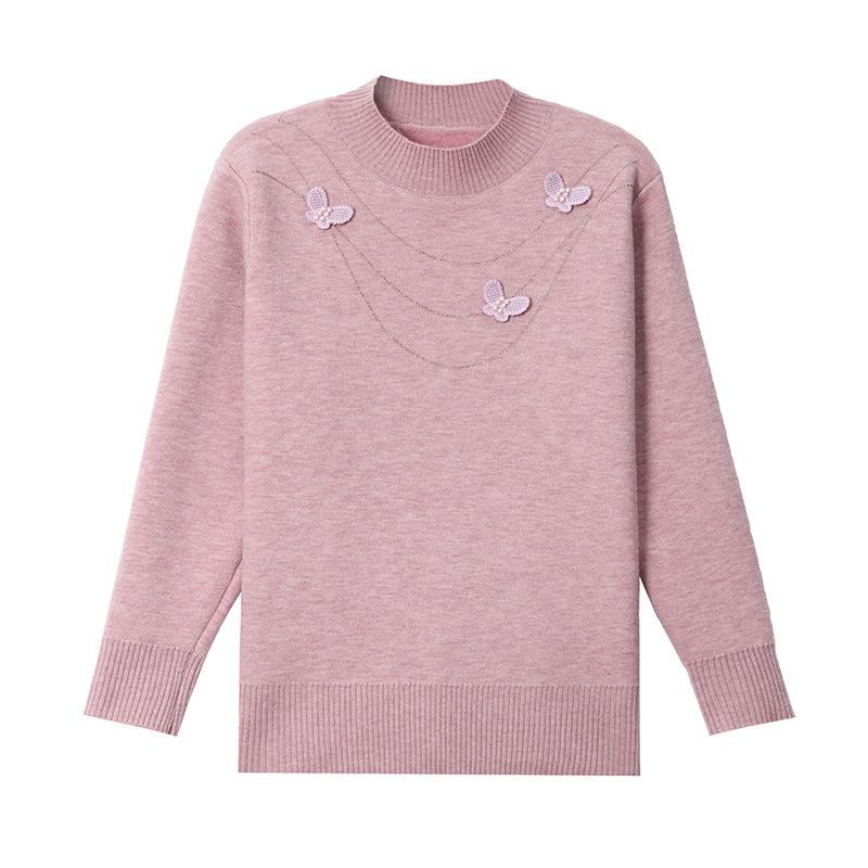 Women's Winter Half-High Neck Sweater for Middle-Aged and Elderly, Autumn/Winter Knitted Pullover