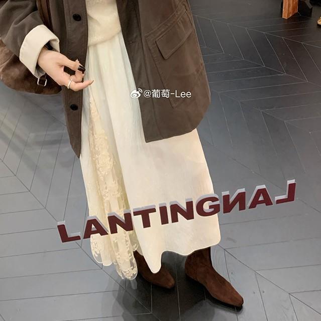 Sheepskin~ Korean retro suede versatile~ 5cm inner height increase minimalist small square head rear zipper thin boots short boots women