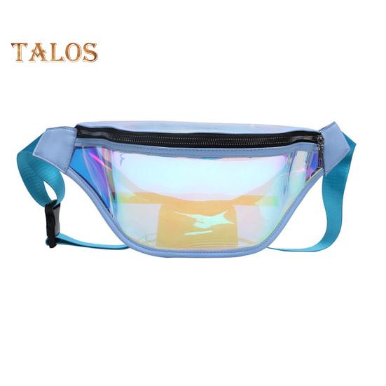 Transparent Waist Bag Waterproof Mini Fanny Pack Iridescent Belt Bag with Adjustable Strap for Women Men Travel Fitness Outdoor Use