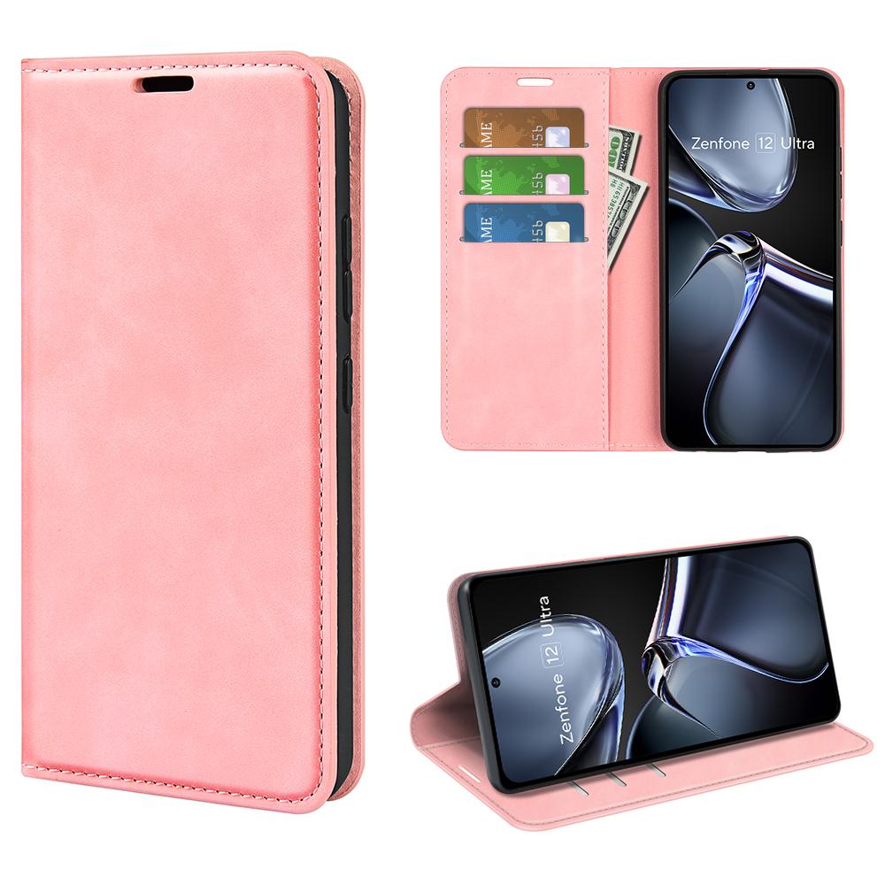 

Для Asus Zenfone 12 Ultra 5G Чехол Кожаный кошелек-обложка для телефона Pink
