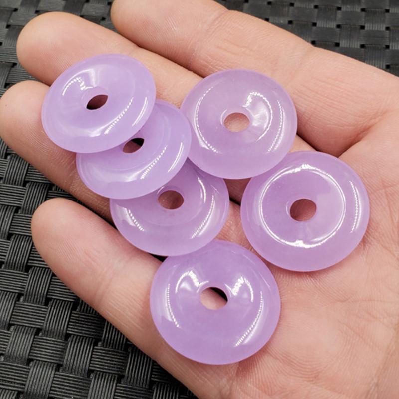 Violet Jade Quartzite Buckle Pendant for Necklace or Bracelet Diameter ~25mm