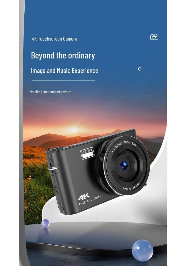 4K Touchscreen HD Digital Camera with MP3 Player & CCD for Students/Parties