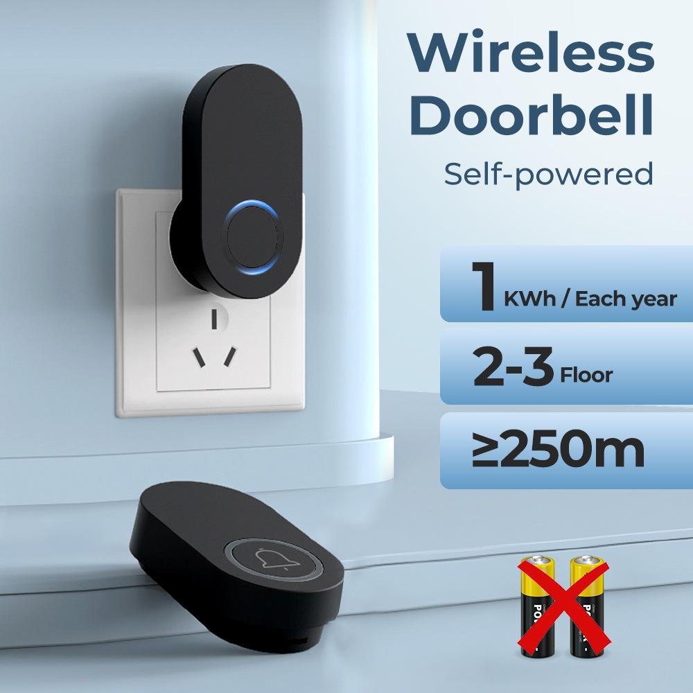 Home Wireless Self-generating Doorbell DC Digital Doorbell Button: No Batteries Required