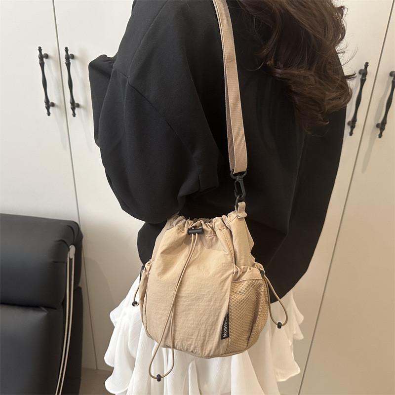 Style Water Bucket Shoulder Bag With Stitching Detailing For Women