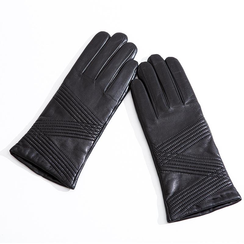 Leather Gloves Winter Ladies Warm Gloves Outdoor Sheepskin Gloves Fleece Thickened Gloves Panax notoginseng wool lining m size