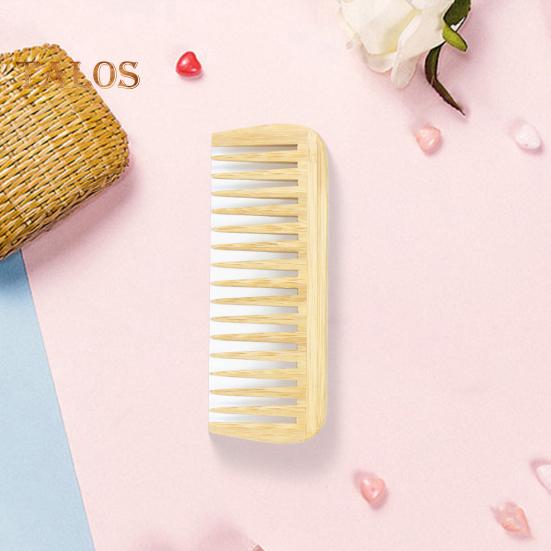 Natural Bamboo Wide Tooth Hair Comb for Women Men Anti-Static Afro Fork Comb Detangler Brush for Curly Straight Wet Dry Hair Prevents Breakage