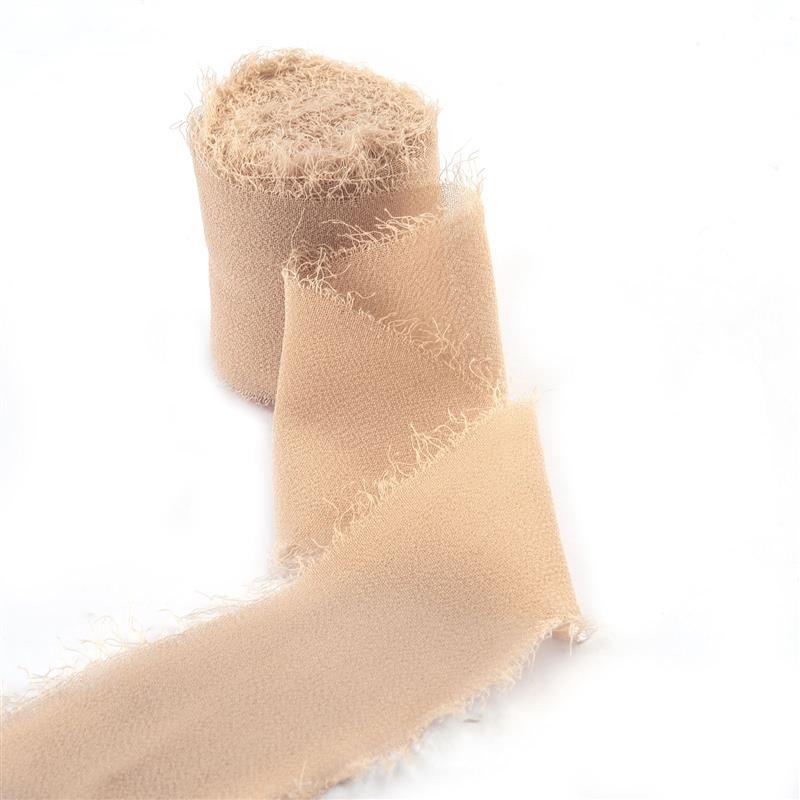 5M Handgefertigtes Ausgefranstes Satin Chiffon Seidenband Für Hochzeitseinladung Verpackung Sträuße Geburtstagsfeier Dekorationen Geschenke