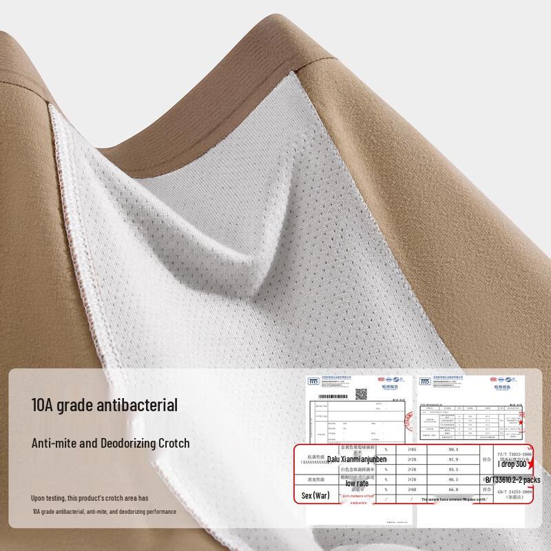 Langsheng Men's 10A Antibacterial Pure Cotton Boxer Briefs 3-Pack