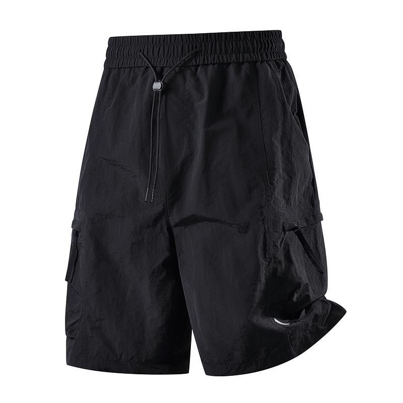 Men s Black Quick Dry Cargo Shorts Drawstring Elastic Waist Casual Bottoms S чёрный