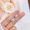 S925 Sterling Silver Diamond-Inlaid Rose Pearl Stud Earrings - Women’s Japanese Korean Niche Luxury, Comfortable for Sleeping with Pierced Ears