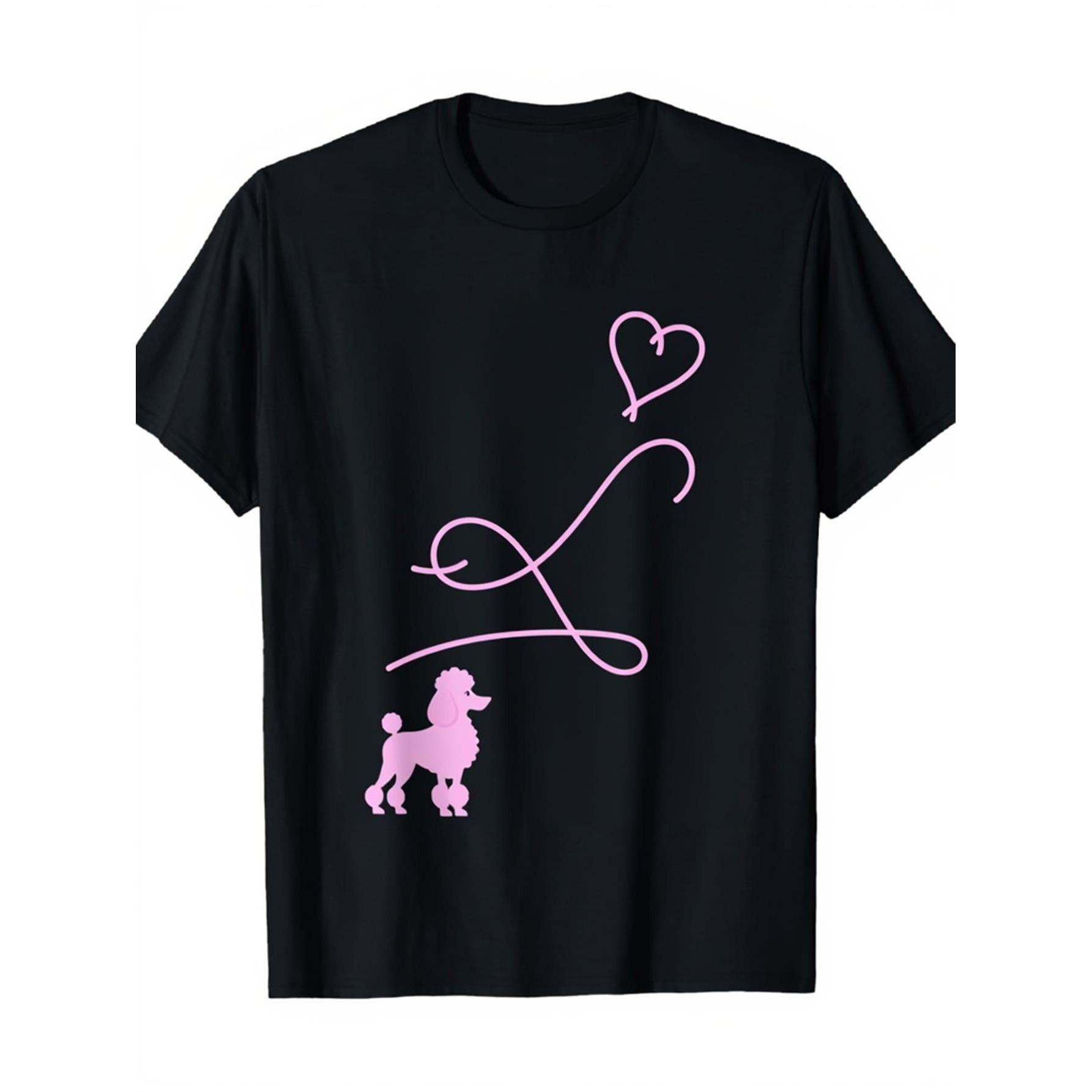 

Pink Poodle Heart Line Art Men s Graphic T-Shirt Breathable Short Sleeve Casual Tee - Men s Summer Cotton Graphic Tee S разноцветный