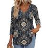 Women's T Shirt Print 3/4 Sleeve Fashion Basic V- Neck Regular Top