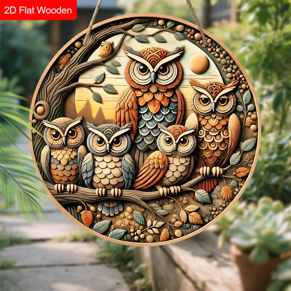 Dekorative Hängeschilder in 2D-Ebene, Innendekoration für Wand oder Tür, Gartendekoration, Eulenmuster, interessante Geschenke für Familie und Freunde