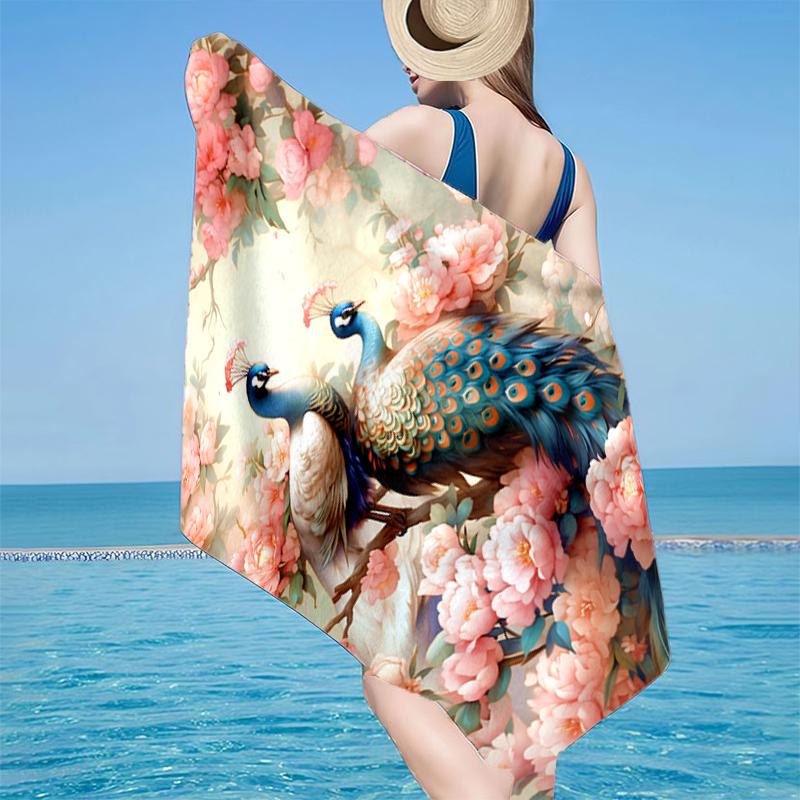 

Peacock In The Rain Beach Towel, Super Soft Microfiber, Gift for Her/Him, Birthday, for Pool, Beach, Travel, Home Decor Fan gifts 70cmx140cm(27x55inch)