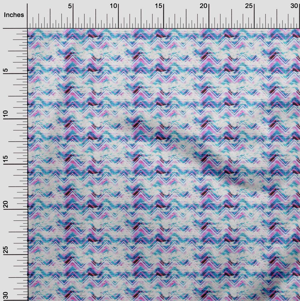 oneOone Cotton Flex Blue2 Stoff, abstrakt, Zickzack, Nähen, Basteln, Projekte, Stoffdrucke, Meterware, 40 Zoll