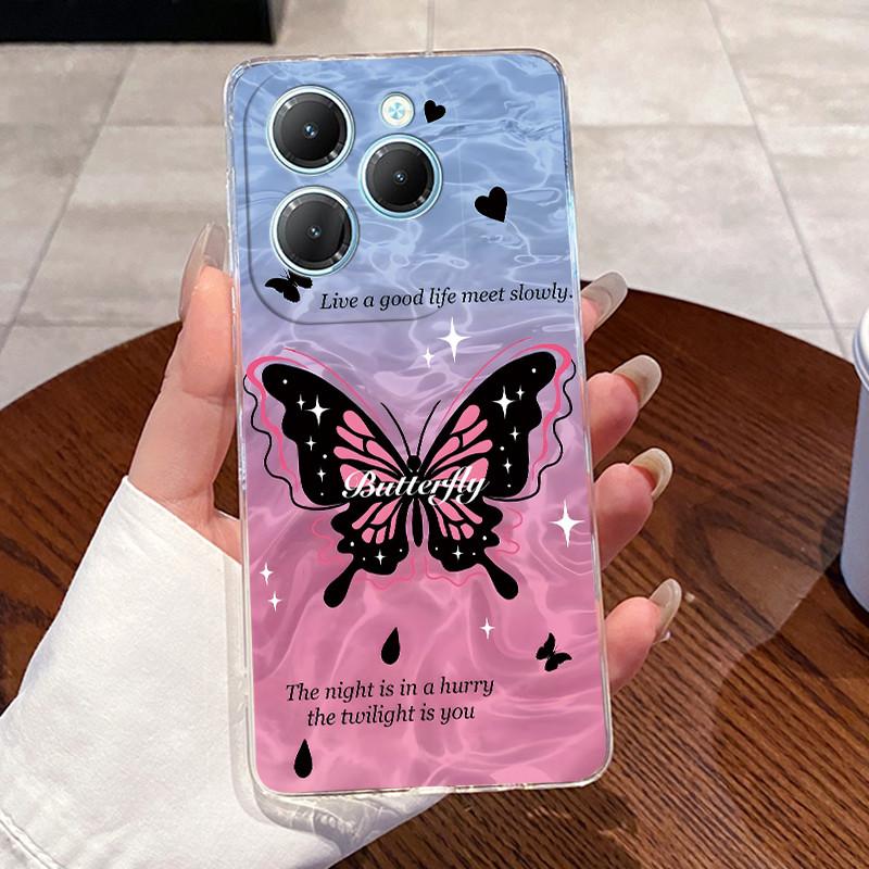For Infinix Hot 40 Pro Case X6837 Aesthetic Cute Cat Casing Soft TPU Bumper Infinix Hot40Pro 40i Transparent Silicone Back Cover
