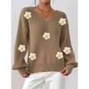 Autumn/Winter Women’s Pullover: Hand-crocheted, 3D-paneled, Statement Deep-V-neck Pullover