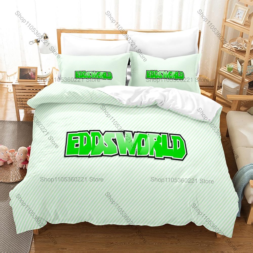 Cool Eddsworld Classic British Flash Cartoon Edd Green Hoodie Tom Blue Matt Purple Tord Red Bedding Set Duvet Cover + 2 Pillowca