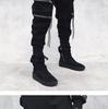 Men's Slim Fit Chinese Style Work Pants with Zipper and Ribbon Detail