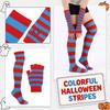 Halloween Kleurrijke Gestreepte Over-de-Knie Sokken en Bijpassende Handschoenen Set voor Feest