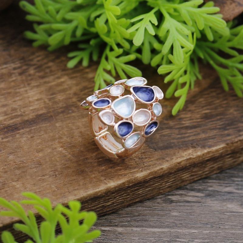 

Новое эмалевое цветное полое геометрическое кольцо-резинка с цветком, женское модное универсальное кольцо высокого класса с цветочным кластером