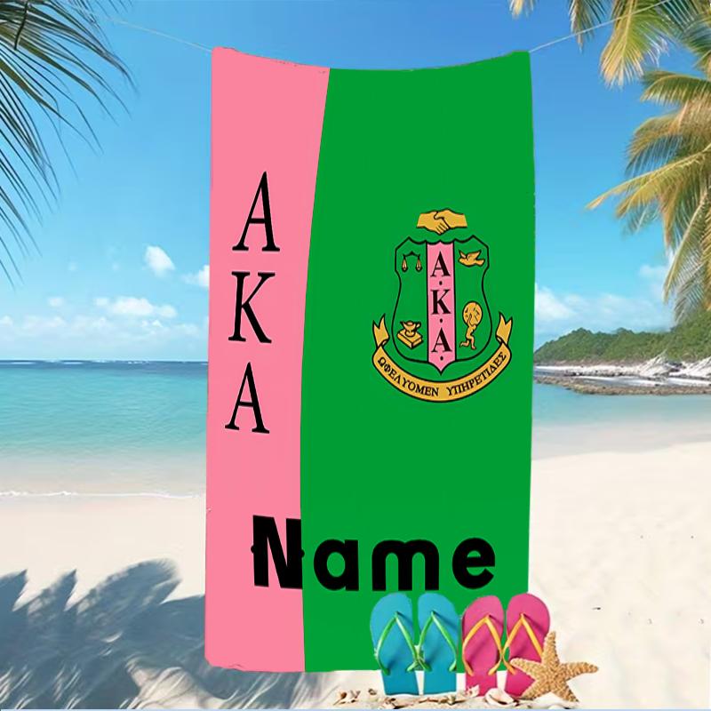 Customizable personalized beach towels Alpha Kappa Alpha logo themed designs.Suitable for the beach, yoga, sports;ideal as beach accessories