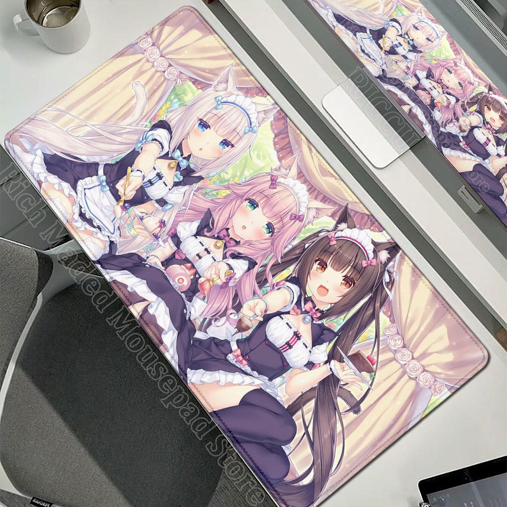 XXL Gamer Computer Desk Mat Nekopara Mouse Pad Cute Anime Girl Mousepad Carpet Office Laptop Mousemat Desktop Table Mat 900x400