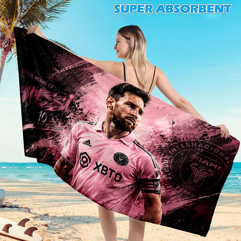 1PC Argentina Football Star Messi Beach Towel, Microfiber Beach Towel, Perfect For Pool, Beach, Travel, Home Decor Beach Party Fan gifts
