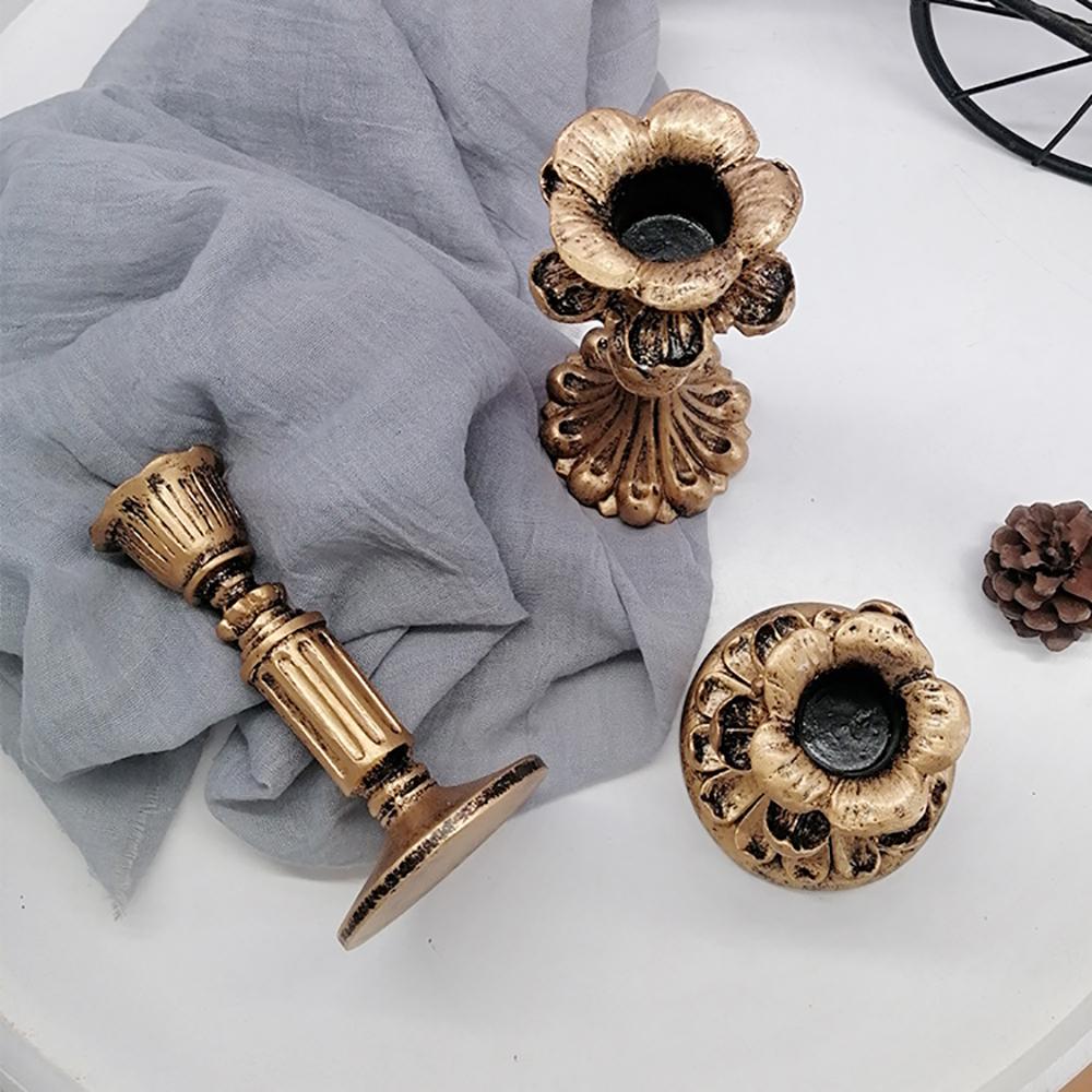 Retro Resin Candle Holder Nostalgic Antique French Candlestick Antirust Candle Stick Table Center Vintage Home Wedding Ornament