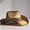 Nouveau Chapeau de Cowboy Western Vintage pour Homme Chapeau de Soleil de Plage Tressage en Paille Fait Main Chapeau Jazz Cowgirl Gentleman Sombrero Hombre