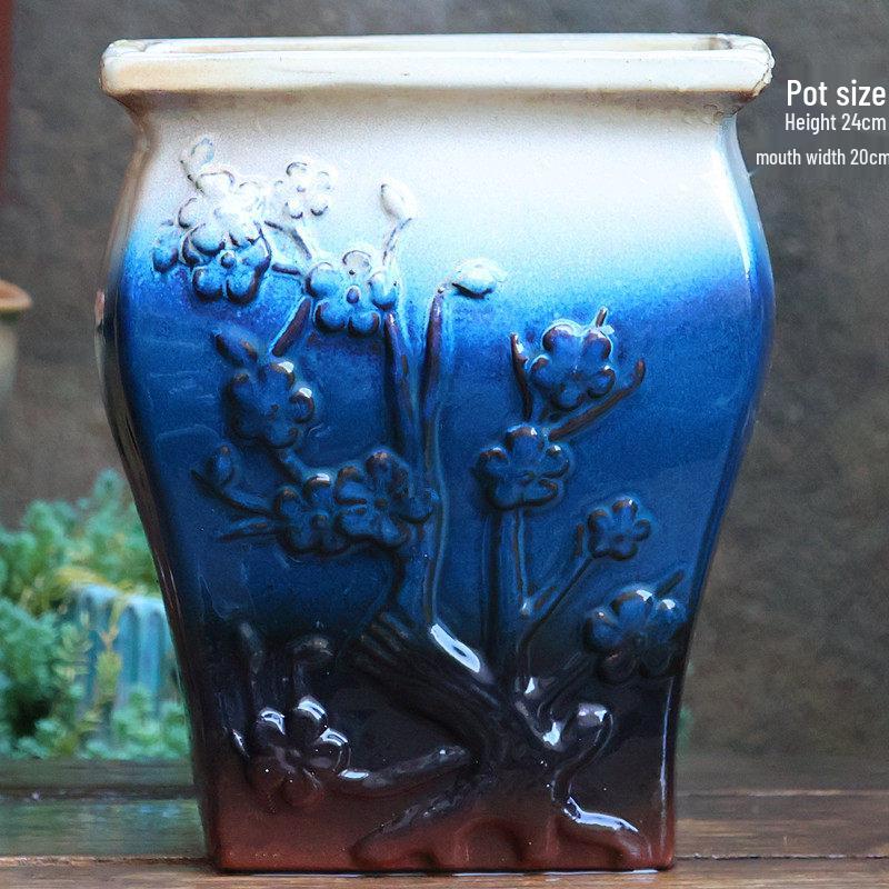 Handmade Large Purple Clay Ceramic Pot for Succulents and Bougainvillea – Breathable, Coarse Pottery Design for Living Room.
