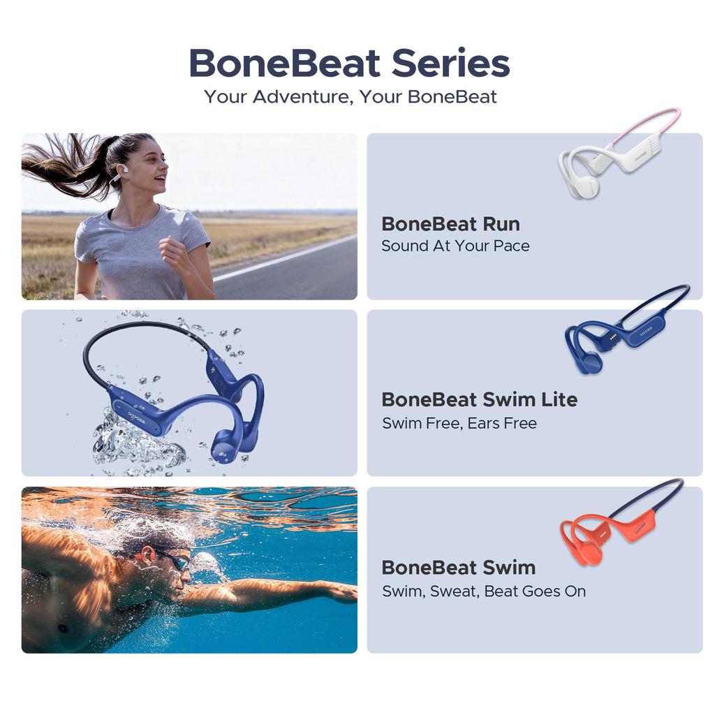 DOOGEE Bone Conduction Headphones IP68 Waterproof, 10H Running Headphones Bluetooth 5.4 Open Earphones 32GB MP3, Underwater Swimming,Fitness