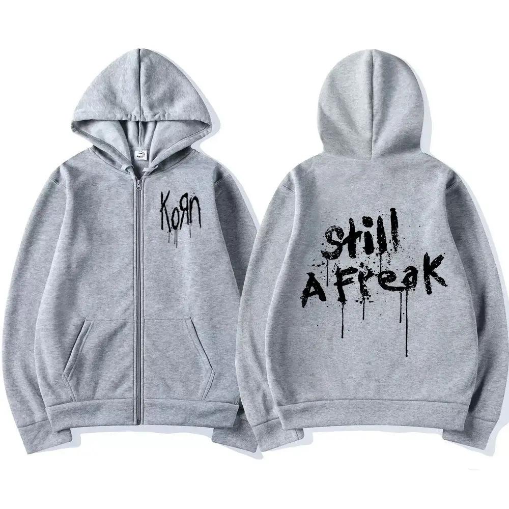 Korn Zipper Hoodies Rock Band WORLD TOUR Sweatshirts Hip Hop Streetwear Zip Up Jacket Men Women Fleece Long Sleeve Clothes