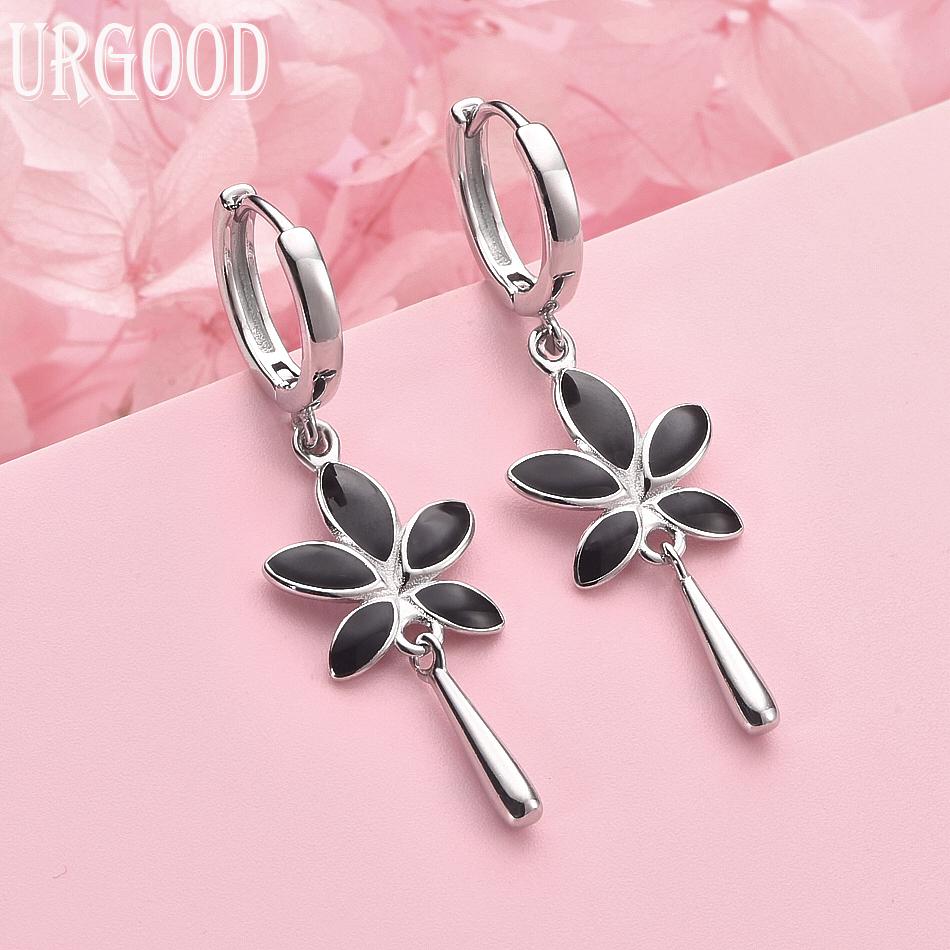 

925 Sterling Silver Flower Pendant Fashion Earrings Wedding Jewelry