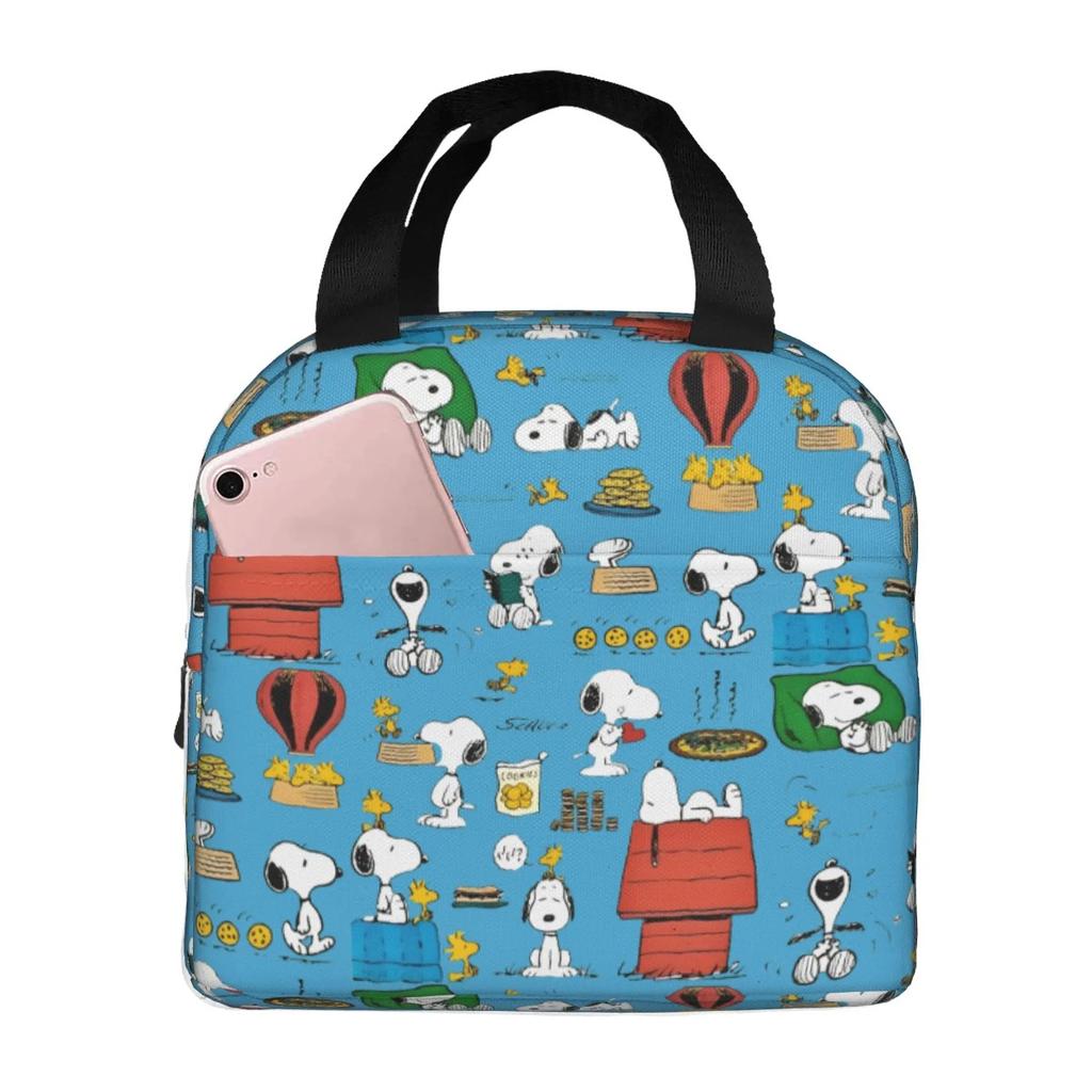 Custom S-Snoopies Thermal Insulated Lunch Bag Women Men Manga Portable Lunch Container for School Multifunction Food Box