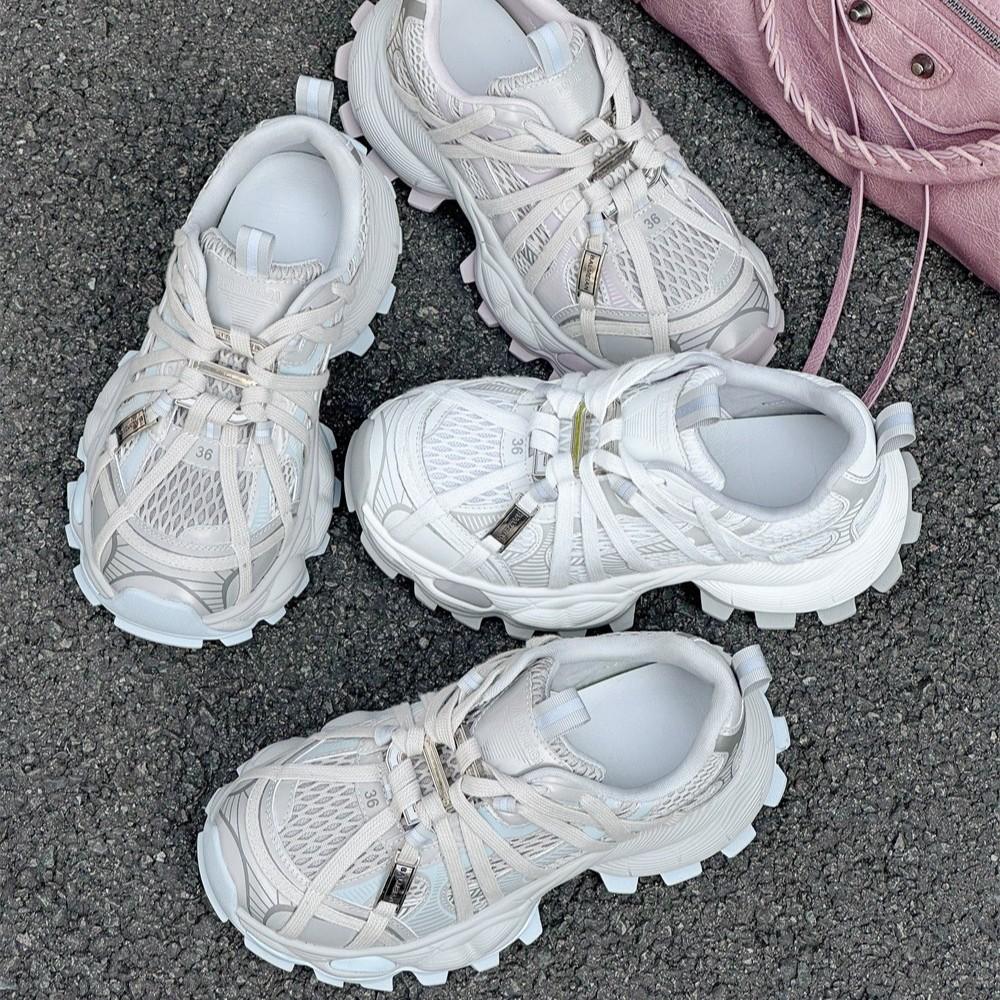 European Station Fashion Strap Dad Shoes Women 2025 Spring and Summer New Leather Thick-soled Breathable Mesh Sports and Leisure Shoes