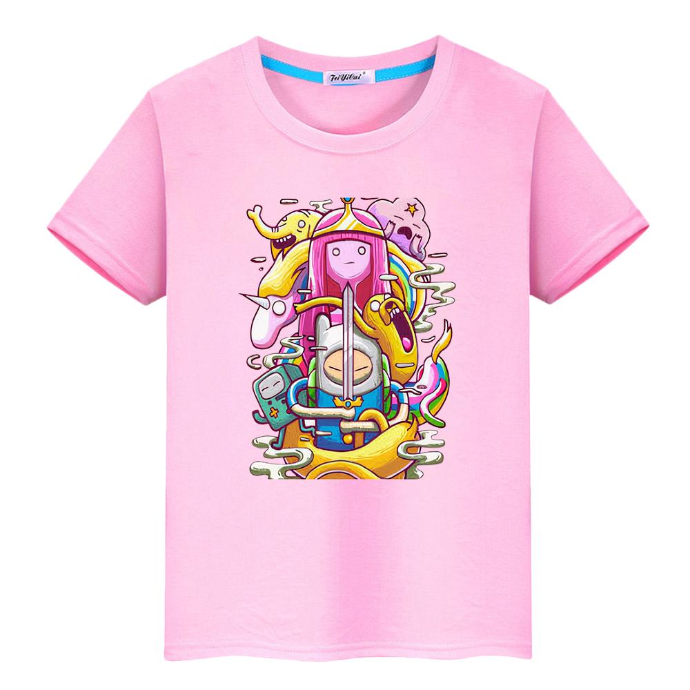Roupas infantis meninas Hora de Aventura Anime Tops Curtos camiseta orgulho 100%Algodão camiseta para crianças menino 10anos y2k roupa de bebê menina