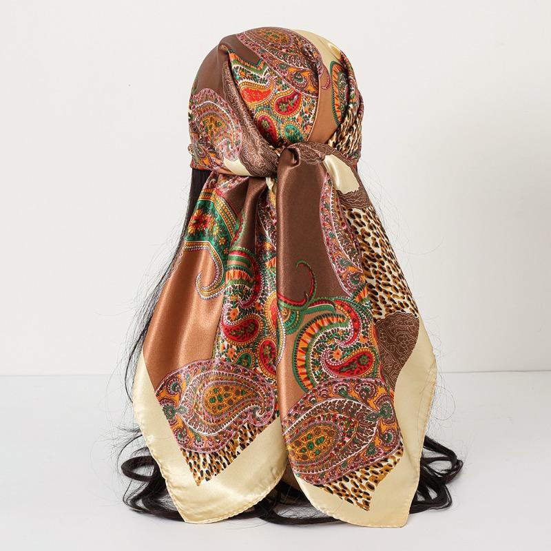 New cashew print silk scarf women's trend versatile shawl satin headscarf 90 square scarf scarf women