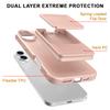 For iPhone 16 Case Skin-Touch Card Holder TPU+PC Phone Cover with Mirror Kickstand