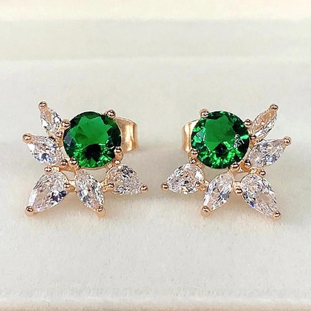 

2026 Geometric Green CZ Sparkling Cubic Zirconia Earrings, Suitable for Women s Wedding Parties, Elegant Zircon WHITE