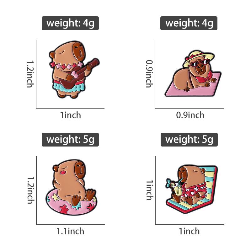 Capybara Vacation Enamel Pins Custom Seaside Beach Brooches Lapel Badges Clothes Animal Jewelry Gift for Kids Friends