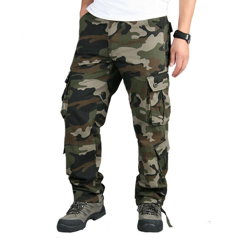 Mens Camouflage Cargo Pants Outdoor Climbing Hiking Jogger Sweatpants Male Casual Trousers