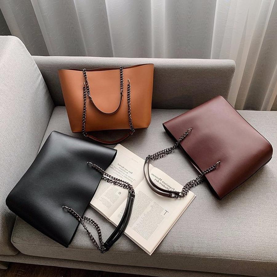 Black Fashion Shoulder Bag Large Capacity Brand Tote Bag PU Leather Luxury Design Tote Bag Commuter Wedding Party Chain Handbags