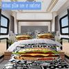 Mixed-Color Comic Burger Pattern Bedding,Quilt Set Quilt Cover Pillowcase Home Birthday Gift (1*duvet cover+2*pillowcase,without core)ZSJT0917363