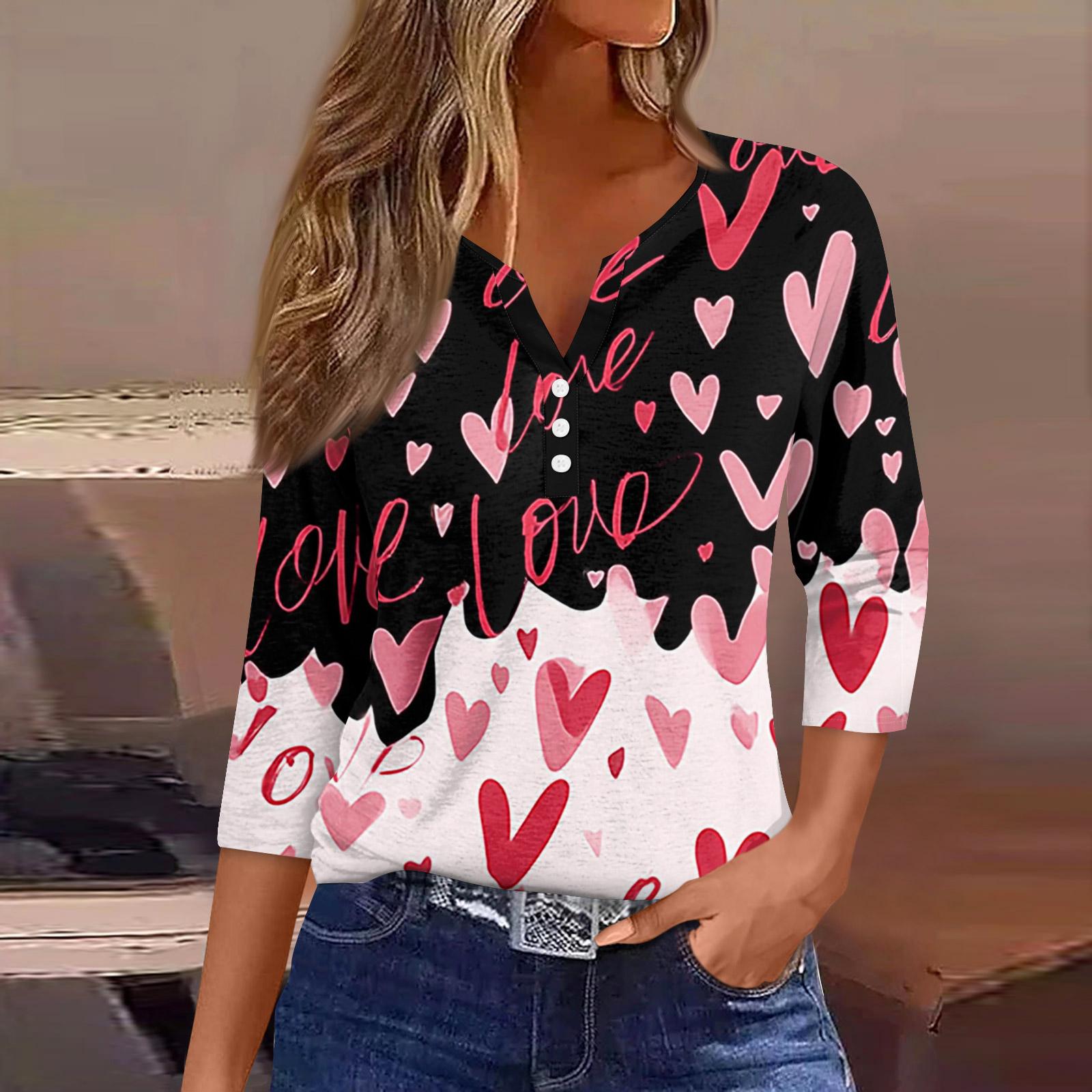 

Жен. Футболка Футболка С принтом Пуговицы Рукав 3/4Ежедневно Выходные Мода Классический Топ с v-образным вырезом Обычный XXL киноварь